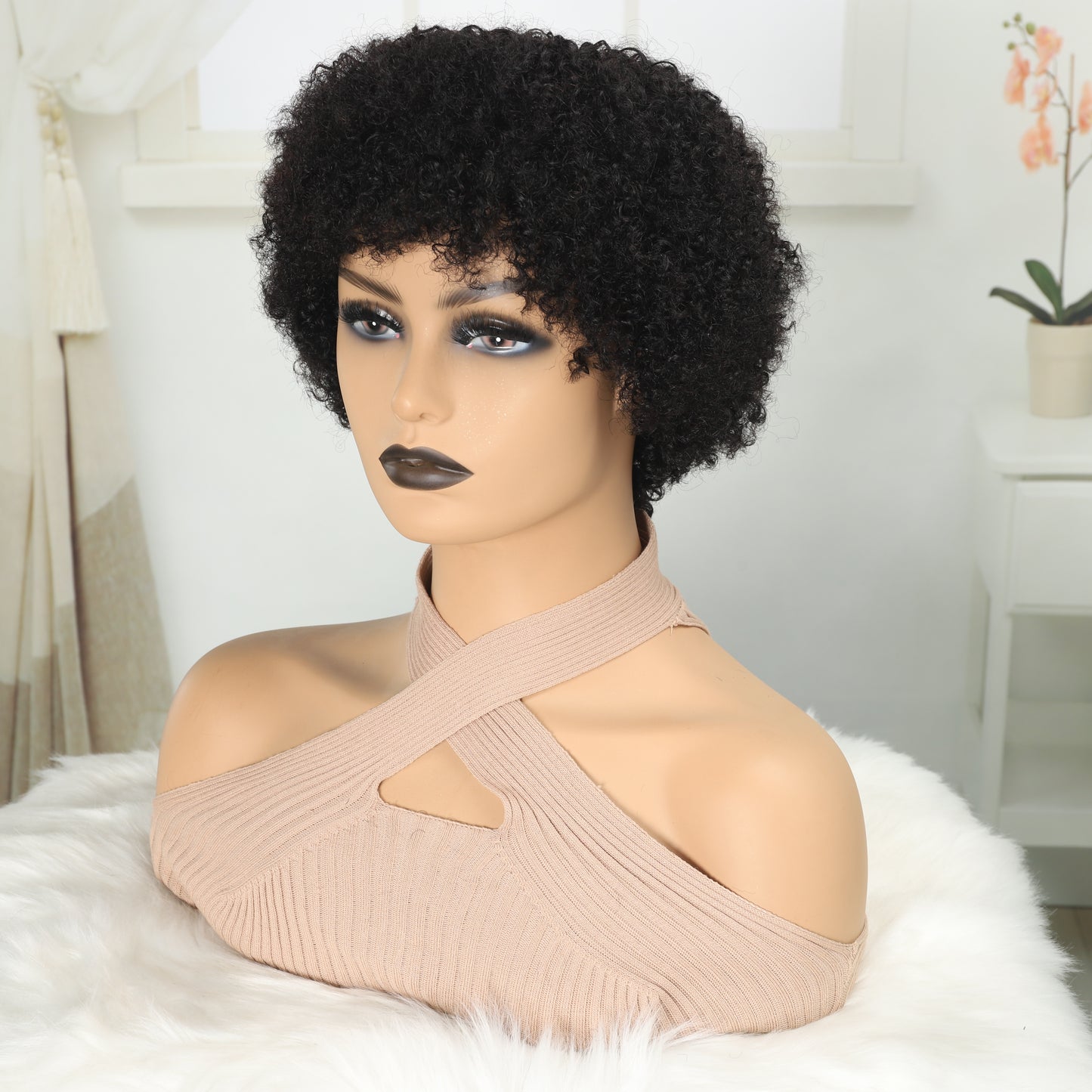 Glueless Wigs Human Hair Short Afro Kinky Curly Wigs For Women Human Hair