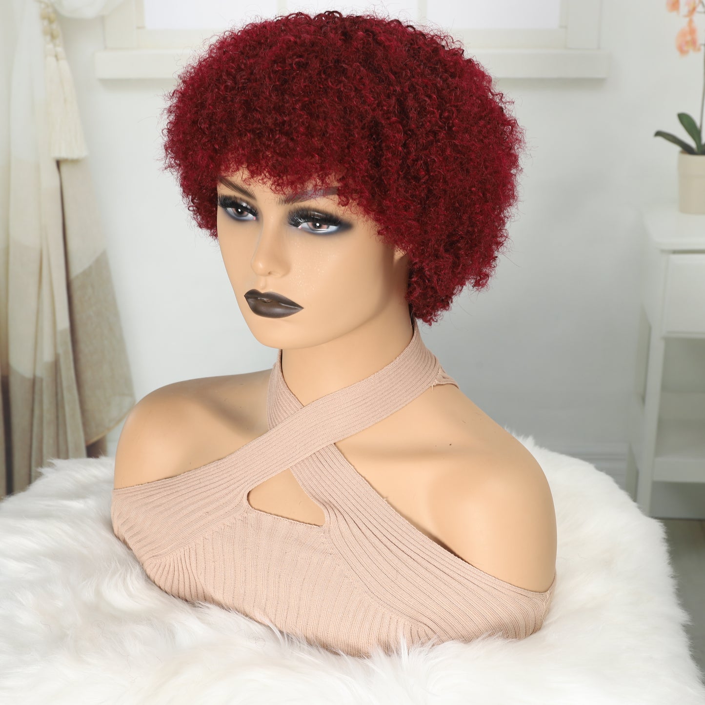 Burgundy Wigs Human Hair Short Afro Kinky Curly Wigs For Women Human Hair