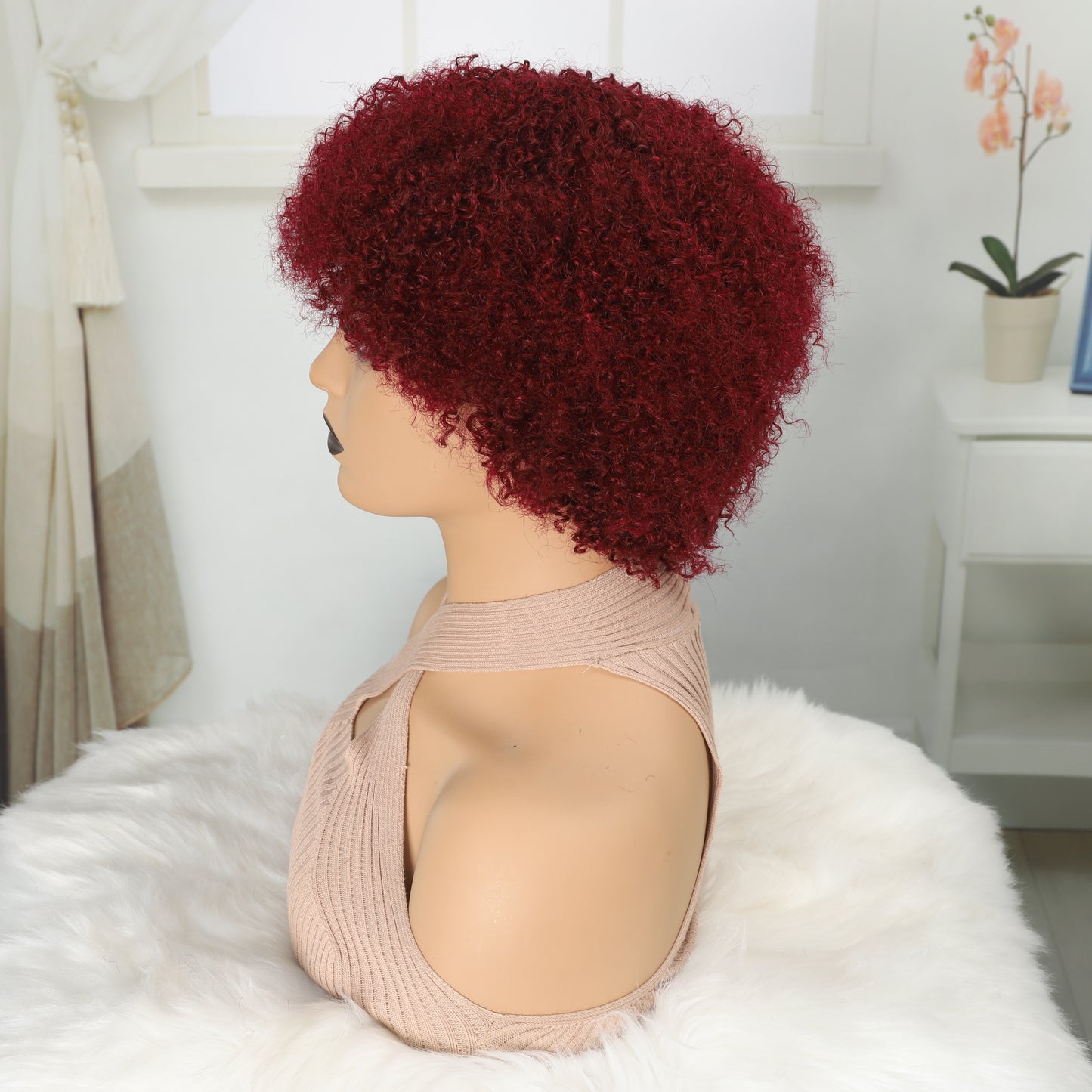 Burgundy Wigs Human Hair Short Afro Kinky Curly Wigs For Women Human Hair