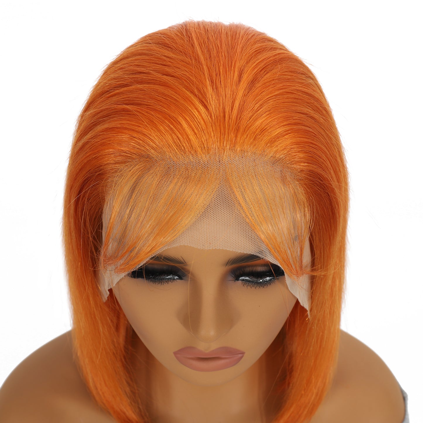 Straight Orange Human Hair Lace Wig for Women