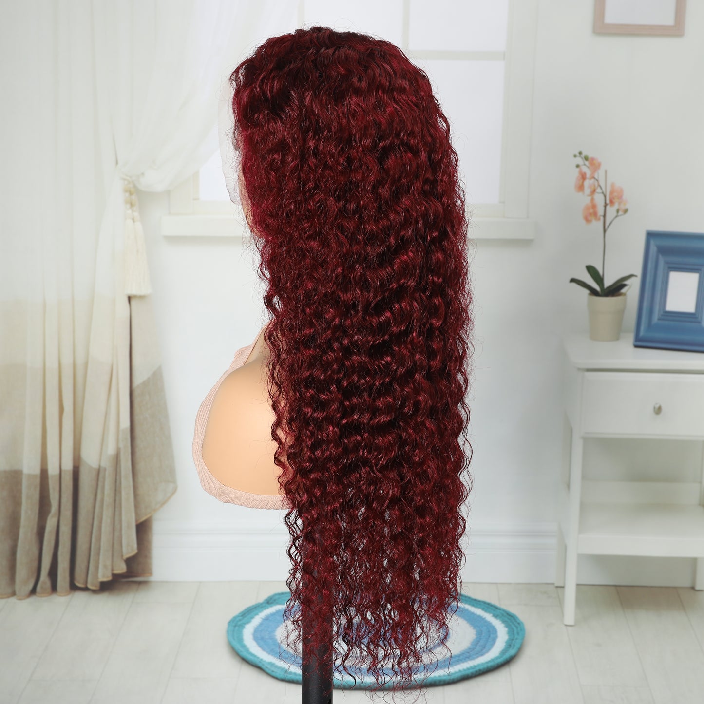 Water Wave Burgundy 13x4 Human Hair Lace Wig for Women