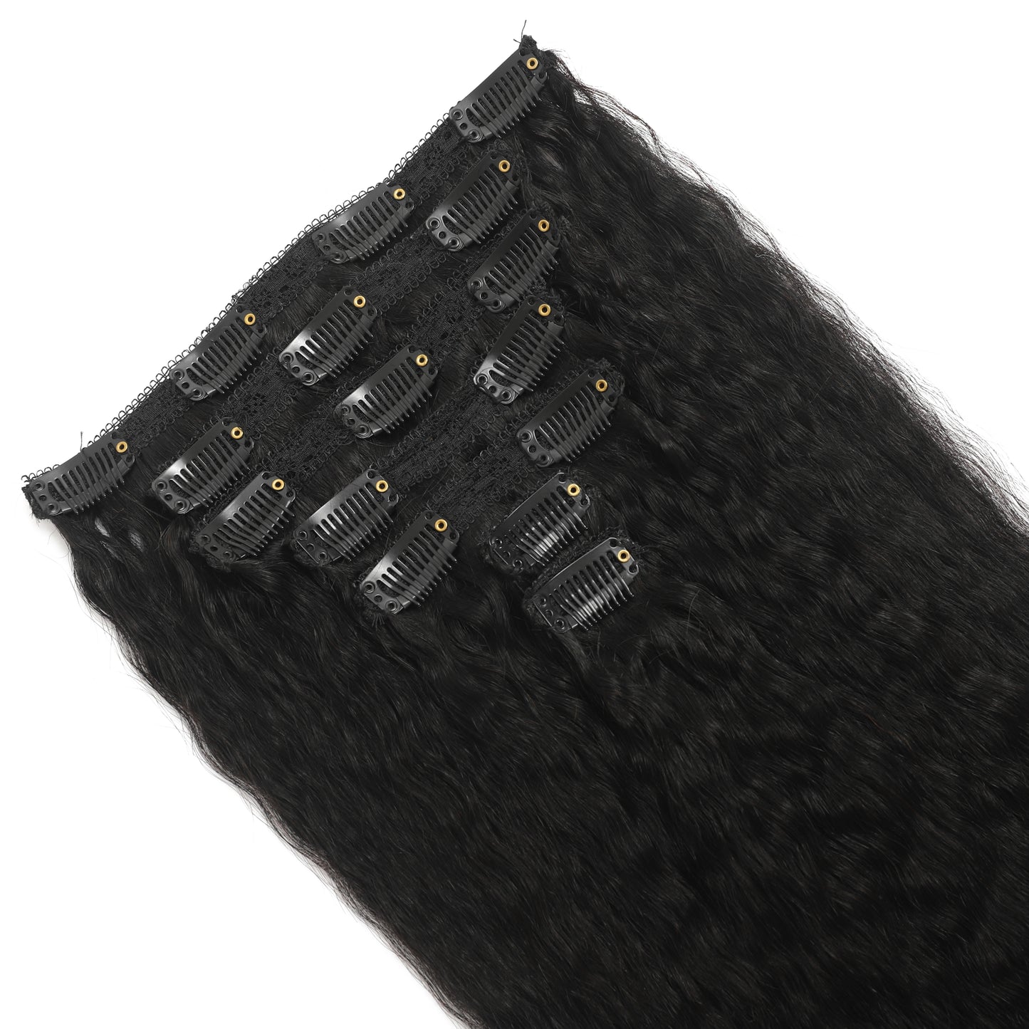 Kinky Straight Clip in Hair Extensions Real Human Hair For Women