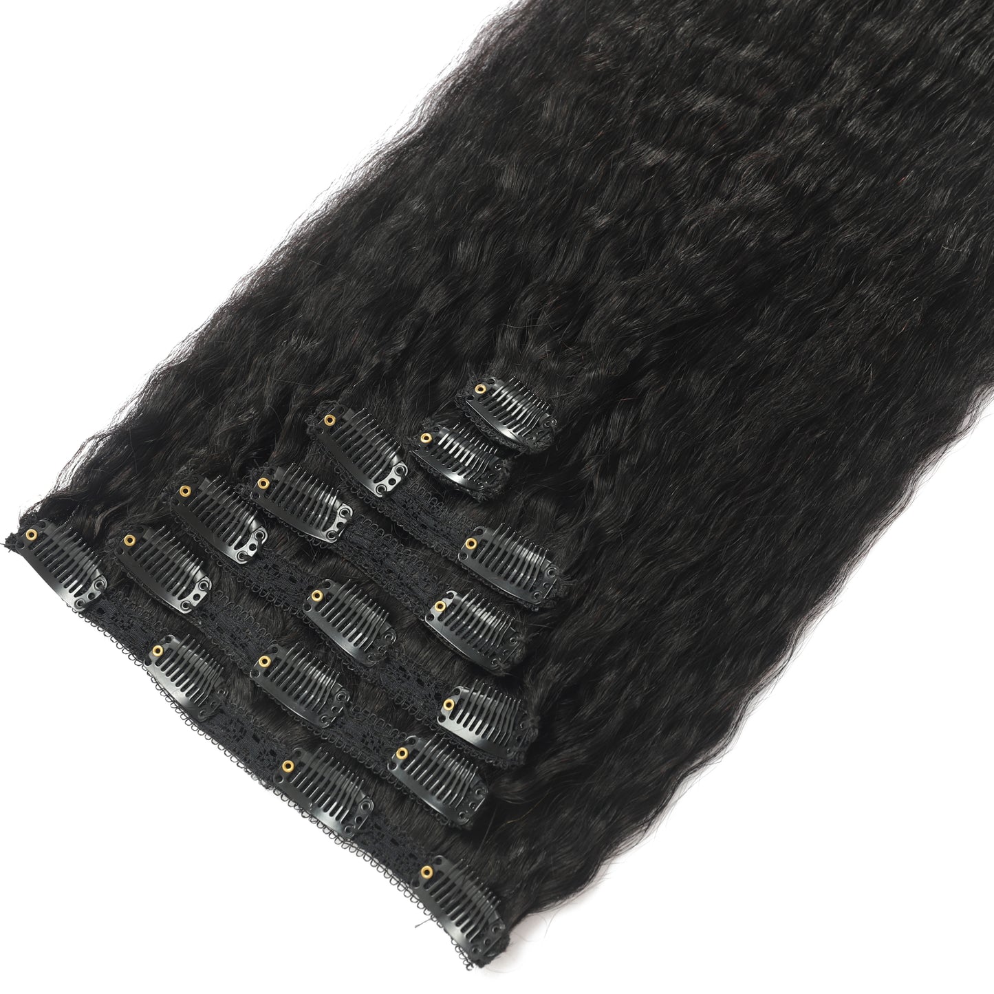 Kinky Straight Clip in Hair Extensions Real Human Hair For Women