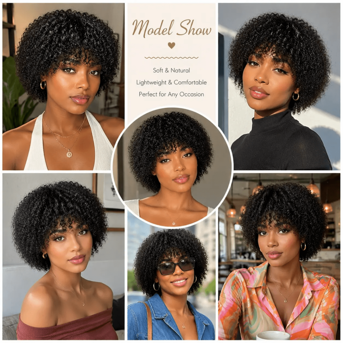 Glueless Wigs Human Hair Short Afro Kinky Curly Wigs For Women Human Hair - Short Wig