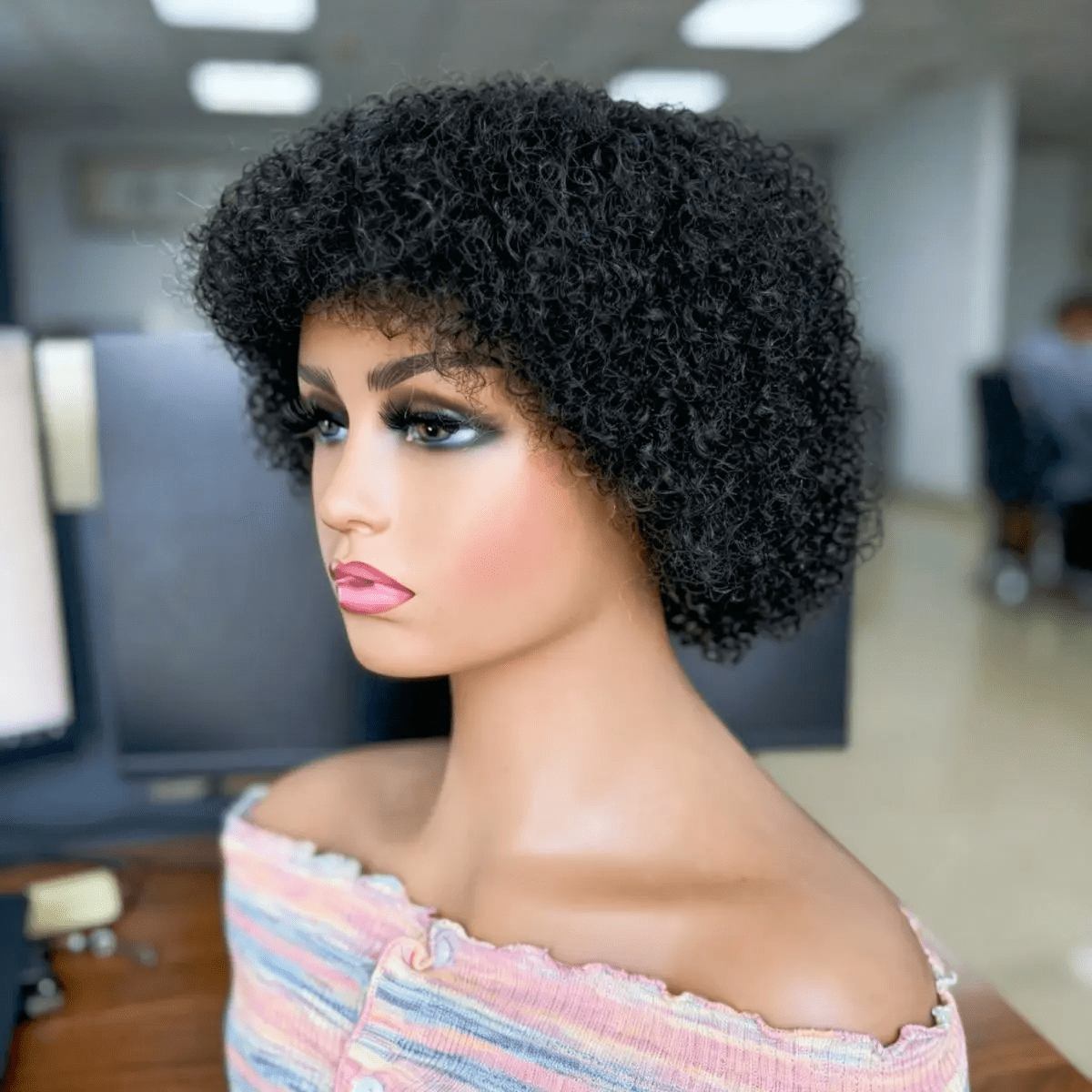 Glueless Wigs Human Hair Short Afro Kinky Curly Wigs For Women Human Hair - Short Wig