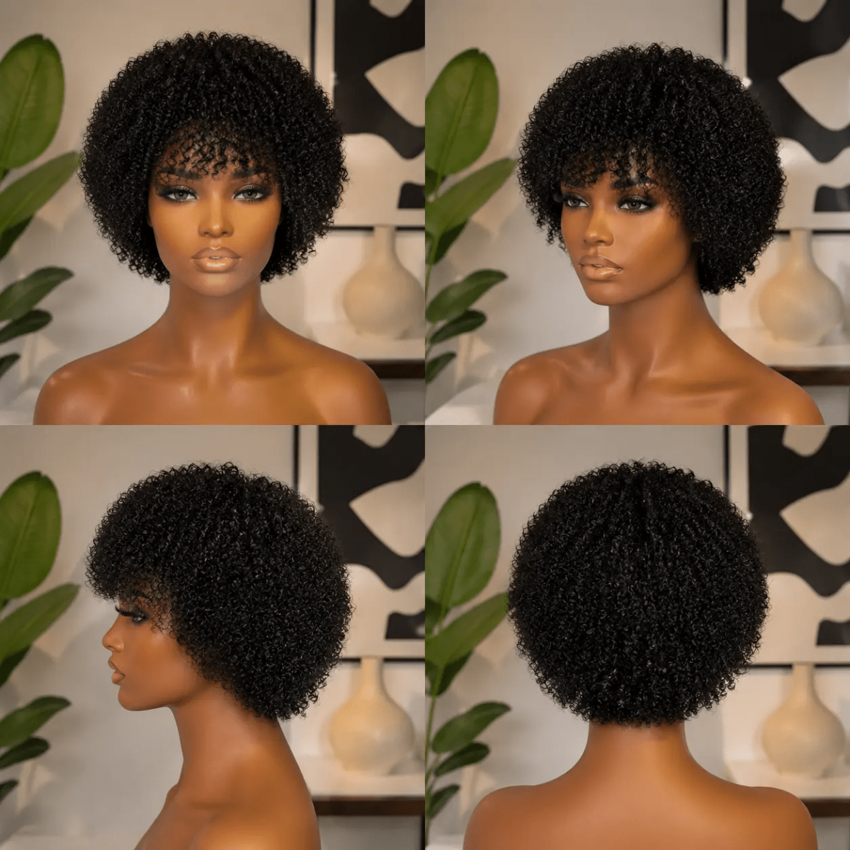Glueless Wigs Human Hair Short Afro Kinky Curly Wigs For Women Human Hair - Short Wig