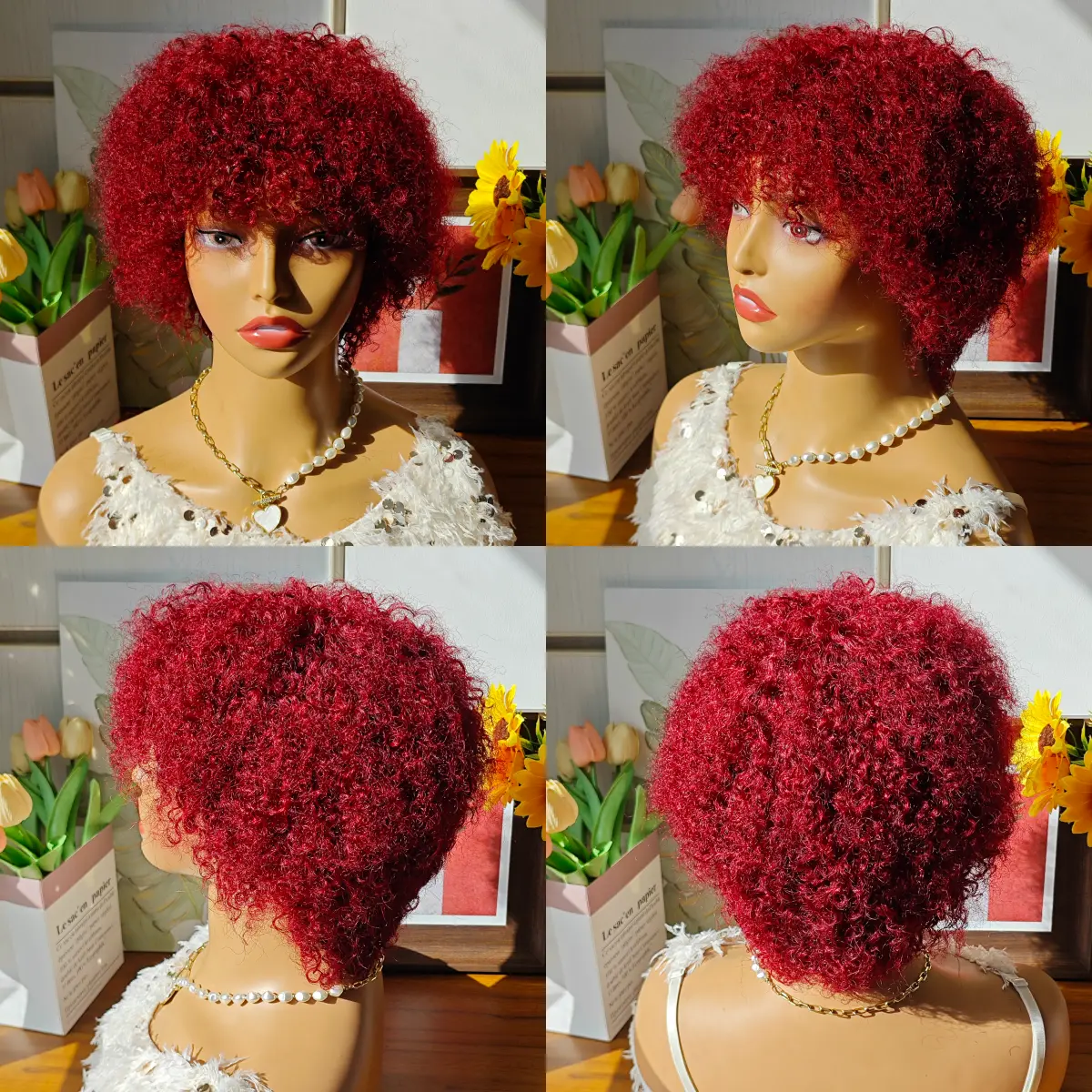 Glueless Wigs Human Hair Short Afro Kinky Curly Wigs For Women Human Hair - Short Wig